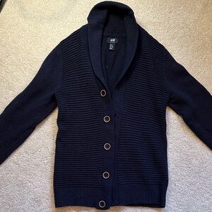 H&M Men's Dark Blue Cardigan Sweater